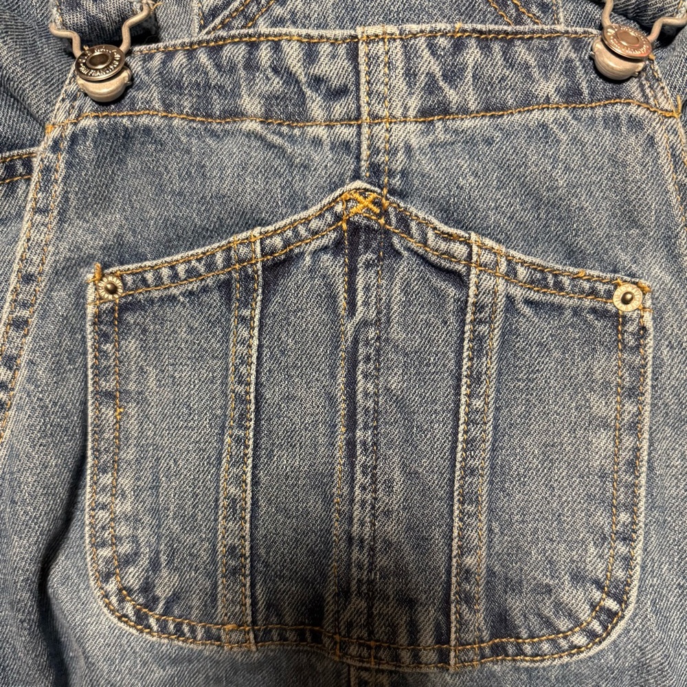 Old Navy Blue Overalls with Gold Stitching